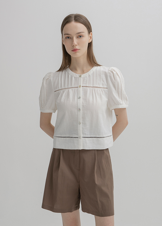 (PT-5202) Minimal Tuck Half Pants Korea