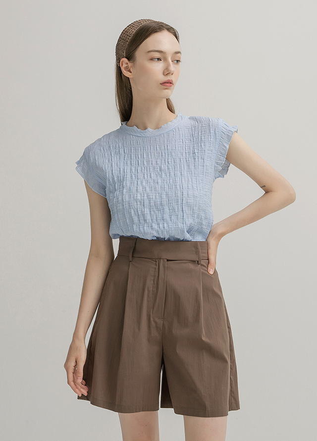 (BL-4085)Turtle Sleeve Wrinkle Slim Blouse Korea