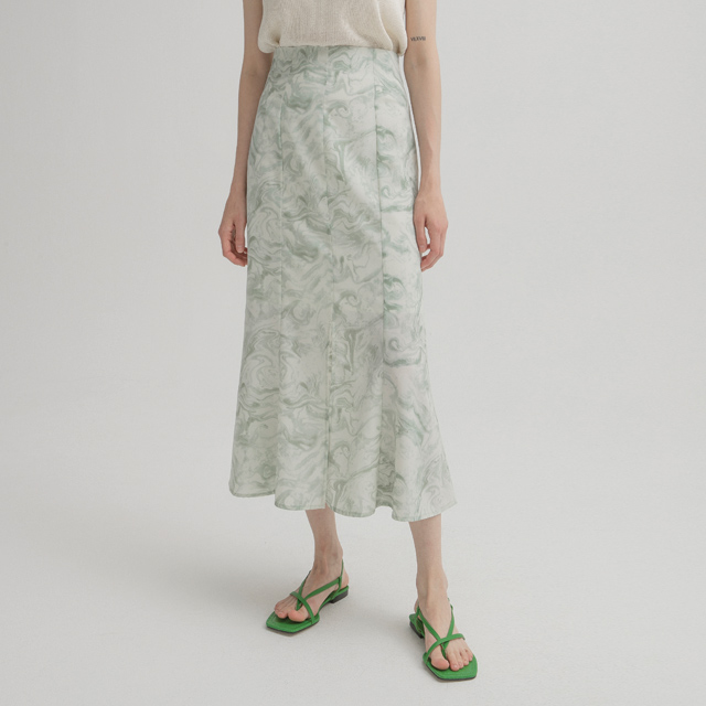 (SK-4519)Marble Print Mermaid Skirt