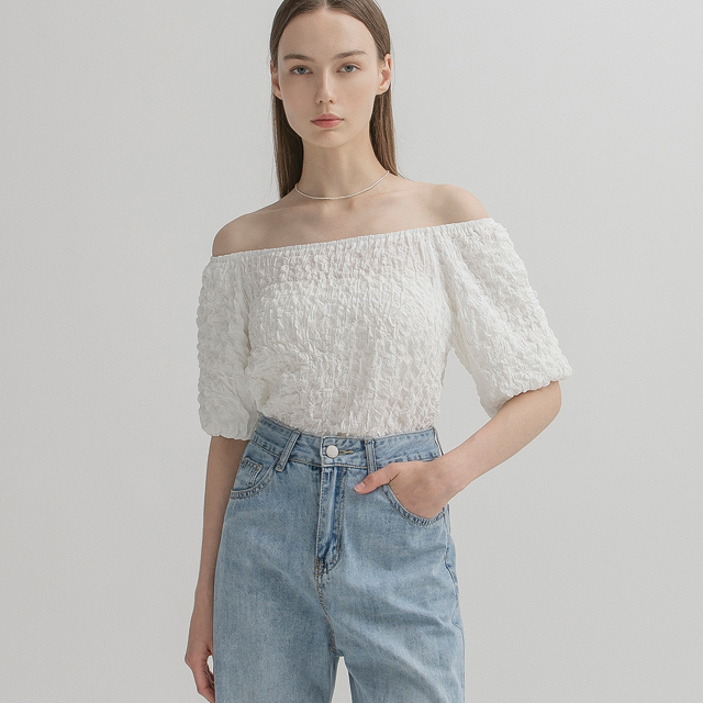 (BL-4092)Volume Embo Blouse