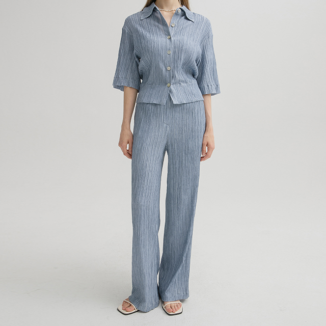 (PT-5204)Washed Set-up Wide Pants