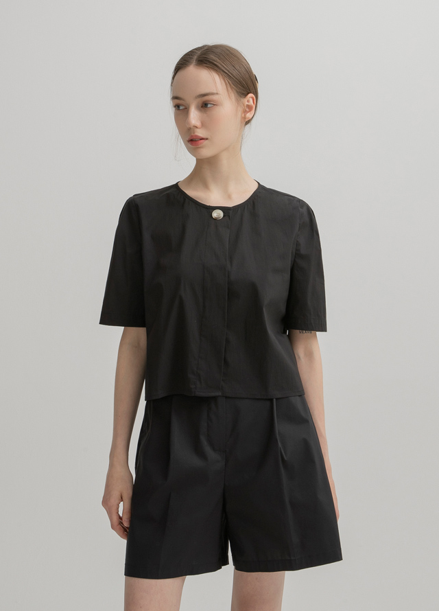 (PT-5202) Minimal Tuck Half Pants Korea