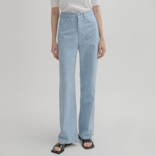 (PT-5347) Casual Semi Wide Denim Pants