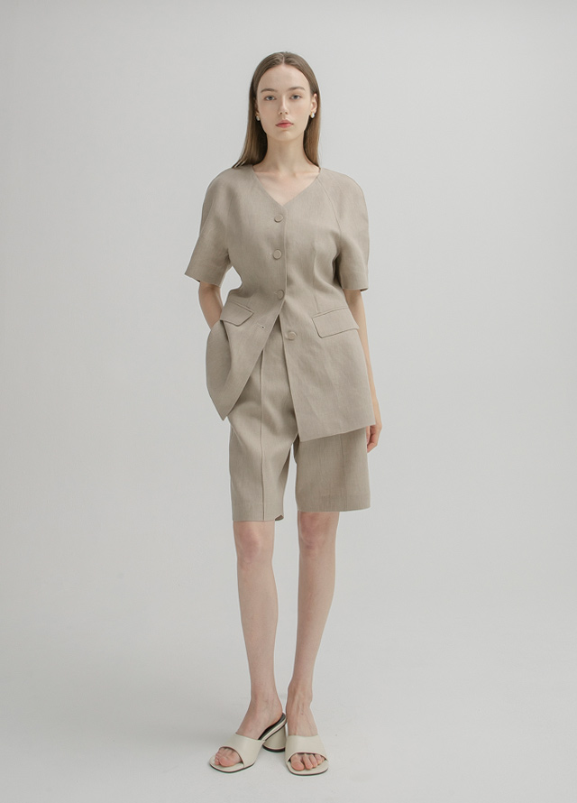 (JK-2684) Ambience Set-up Linen Half Jacket Korea
