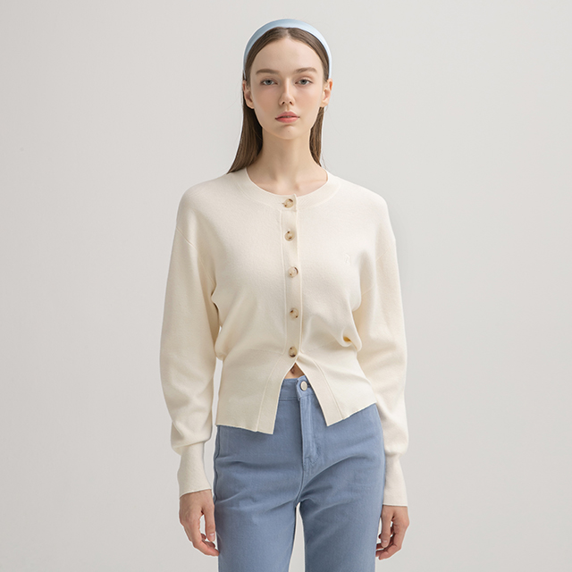 (CD-1980) Daily Round Neck Knit Cardigan