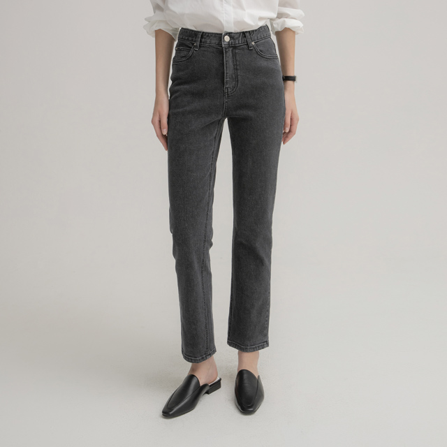 (N-PT-5243)Essential Denim_Slim Straight Black