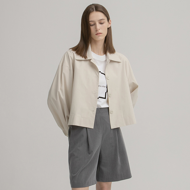 (JK-2793) Minimal Single Button Collar Jacket