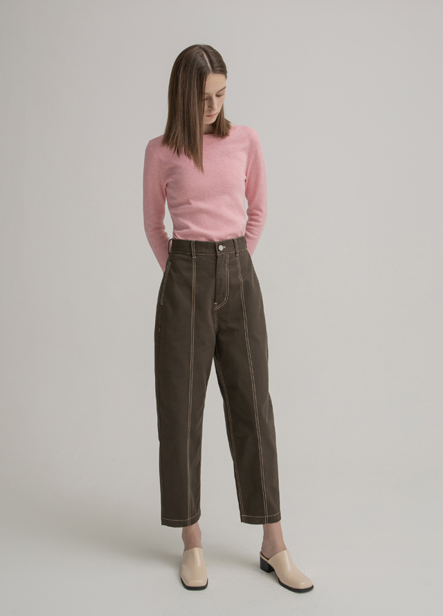 (T-6535)Loader Buckle Embroidery Overfit Knit Korea