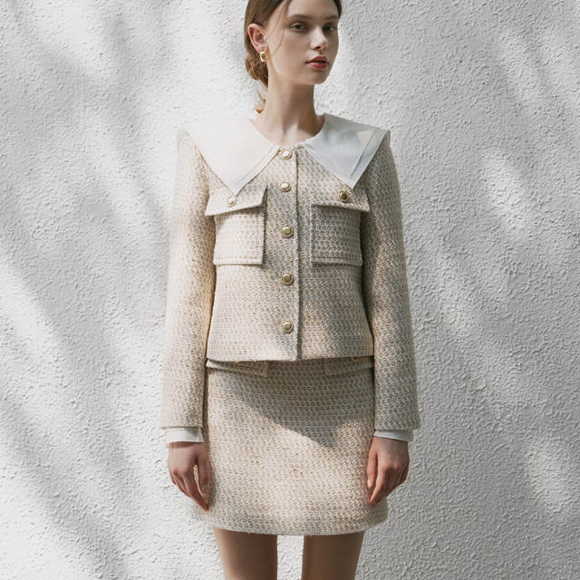 (JK-2742) Mar Simple Set-up Tweed Jacket