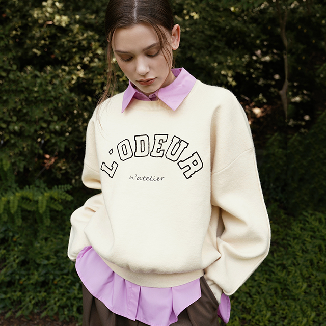 (T-6535)Loader Buckle Embroidery Overfit Knit