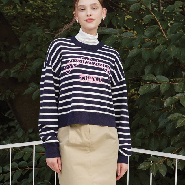 (T-6536) Charmant Stripe Overfit Knit