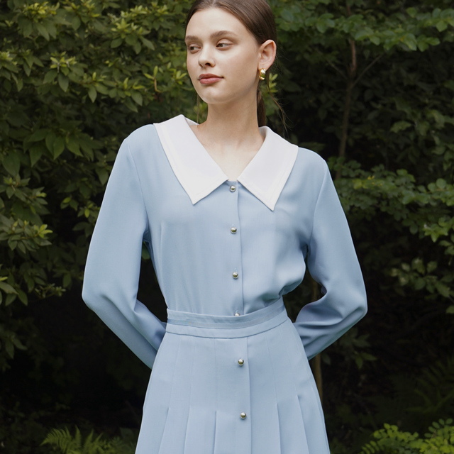 (BL-4076)Elle Set-up Big Collar Blouse