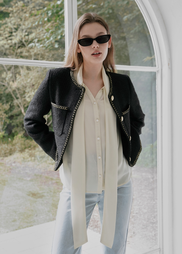 (JK-2744) Harsh Line Wool Tweed Jacket Korea