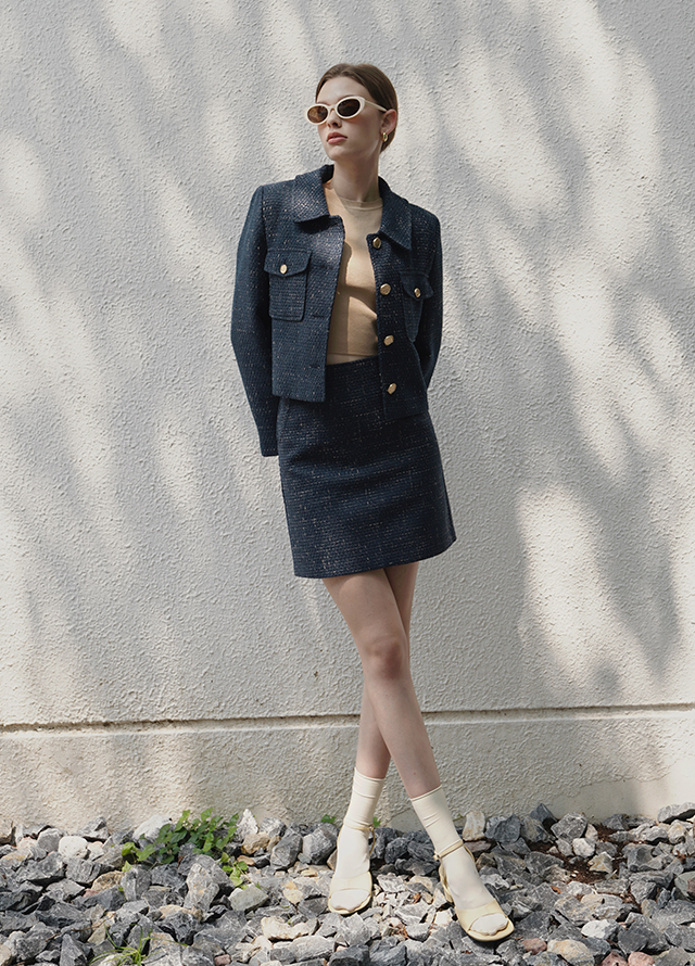 (JK-2745)Jenner Set-up Pocket Tweed Jacket Korea