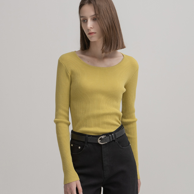 (T-6596) Daily Wide Neck Golji Knit