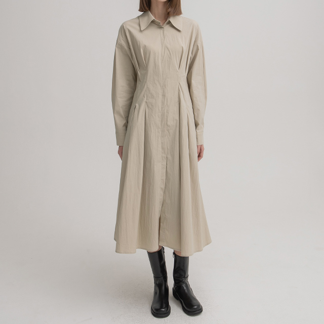 (OP-5957)Usual Flat Pin Tuck Shirt One Piece