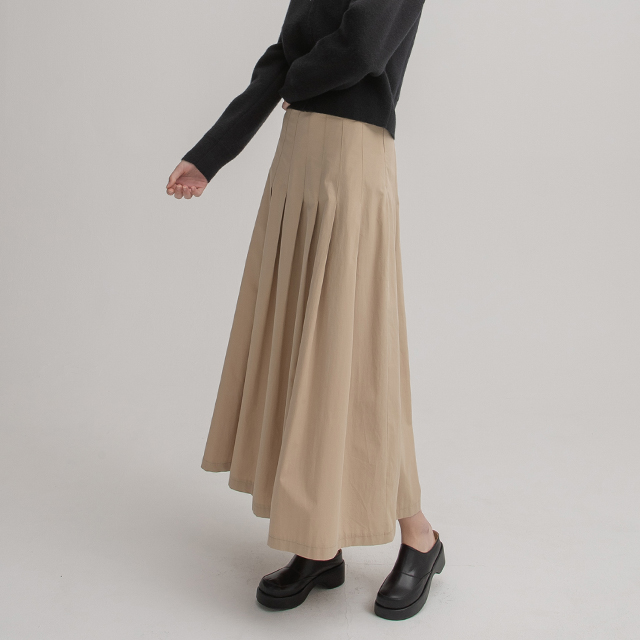 (SK-4741) Pintuck Pleated Maxi Skirt