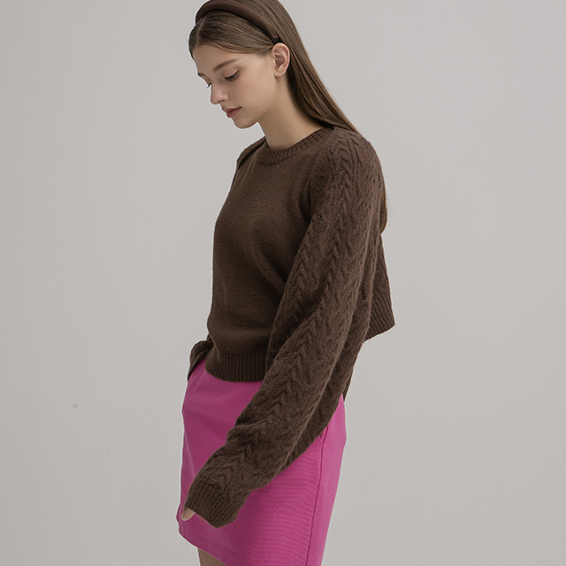 (N-CD-2031) Cable Knit Bolero Top Set S