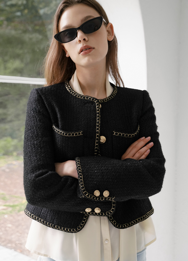 (BL-4073) See-through tie slip set blouse S Korea