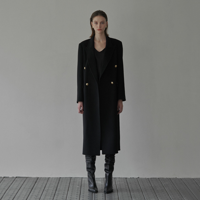 (CT-1405) Wool 100% Inclusive Handmade Coat Black