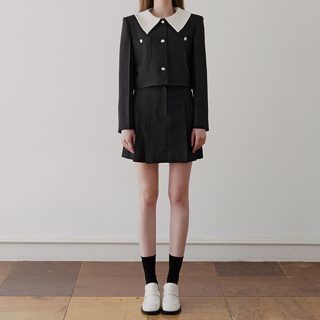 (SK-4723) Wool Mu Set-up Pleated Mini Skirt