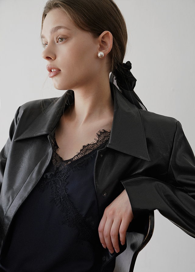 (SK-4727) Faux Leather Set-Up High-Waist Mini Skirt Korea