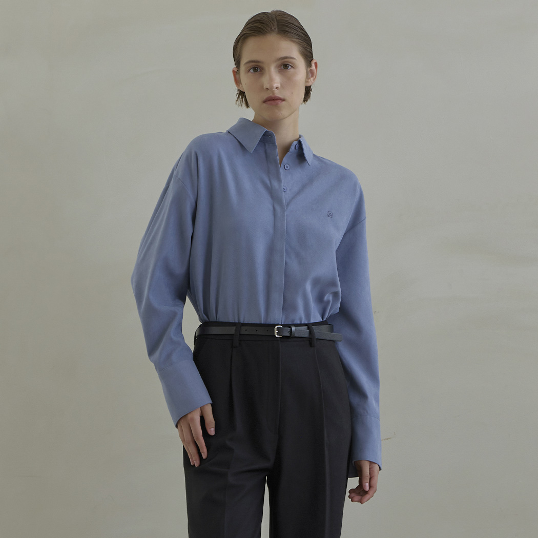 (BL-4095)Winter embroidery overfit solid blouse
