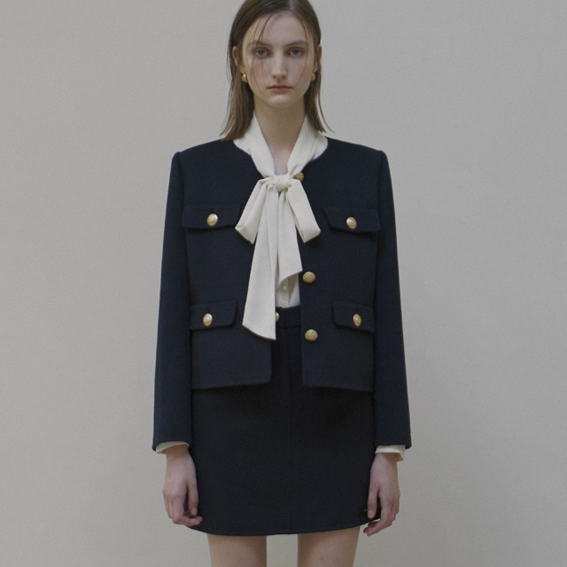 (SK-4657) Wool Seine Handmade Set-up Mini Skirt