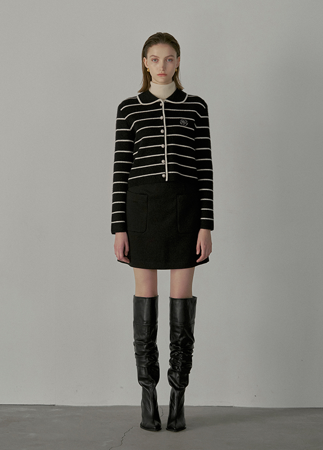 (CD-1996)May Color Stripe Embroidery Knit Cardigan Korea