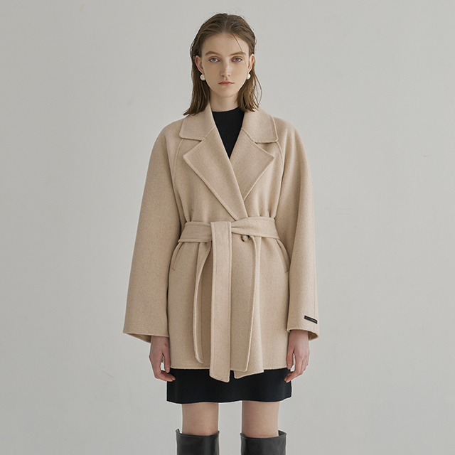 (CT-1402) Wool Raglan Handmade Half Coat S