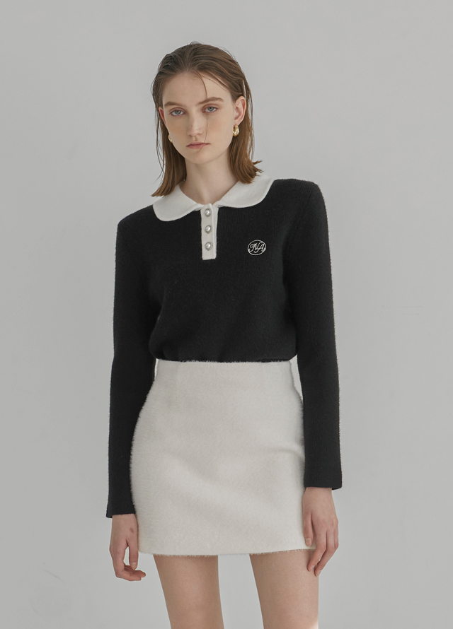 (SK-4714) Wool Buckle Set-up Moss Skirt Korea