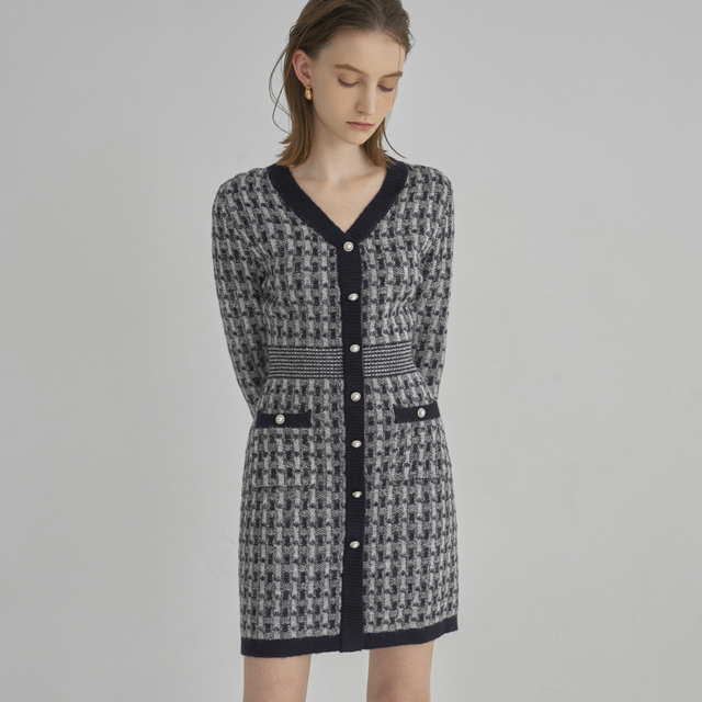 (OP-5962) Anna V-neck Tweed One Piece