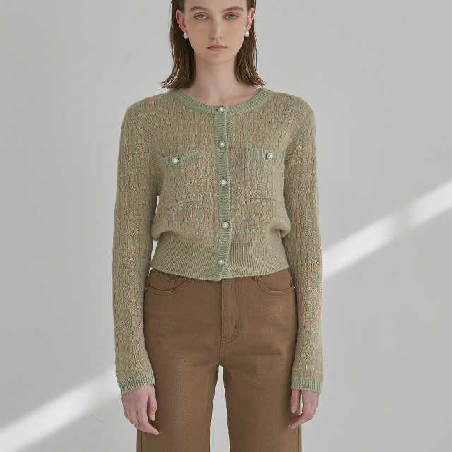 (CD-1985) Anna Round Tweed Cardigan