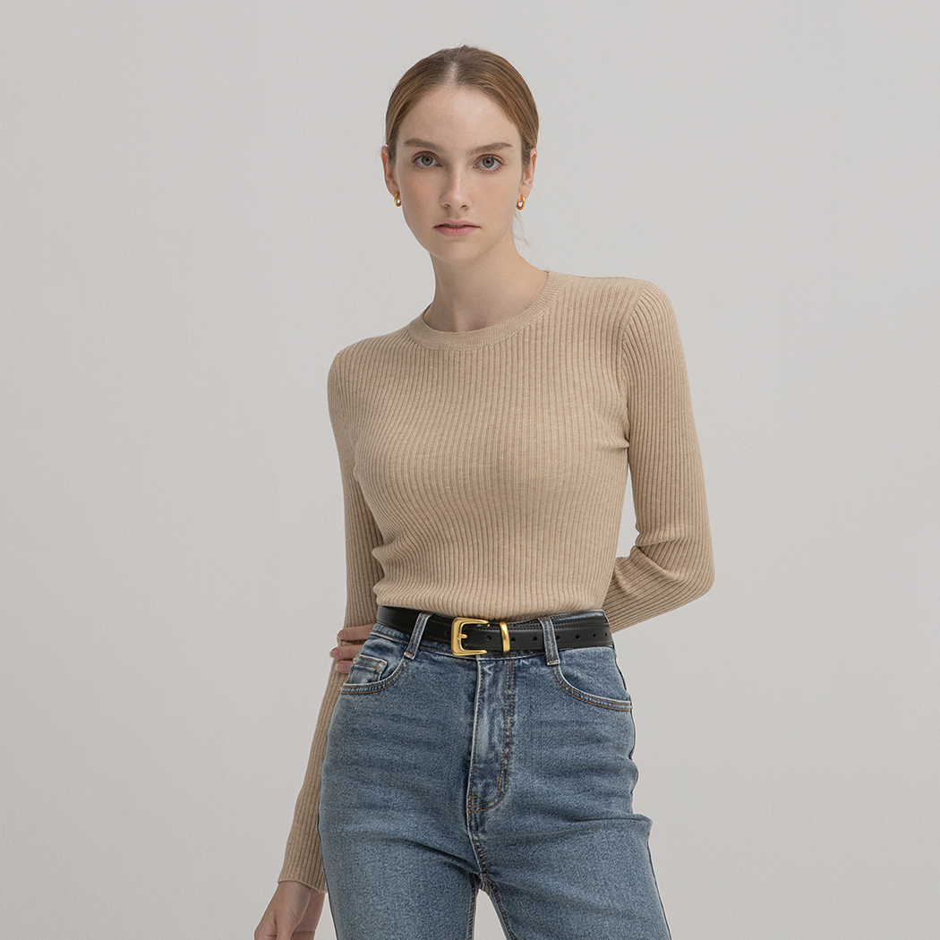 (NT-6623)Signature Soft Round Slim Knit
