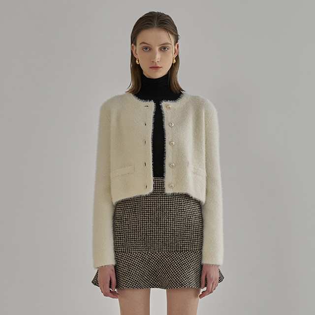 (JK-2773) Haute Tweed Line Knit Jacket