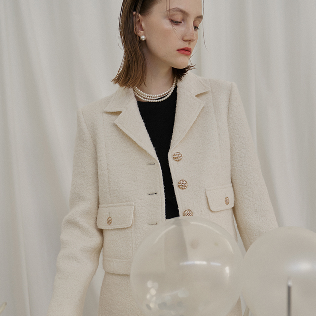 (JK-2772)Kendall Set-up Wool Buckle Jacket