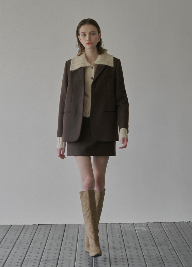 (JK-2783) Light Quilting Knit Collar Short Padding Jacket S Korea