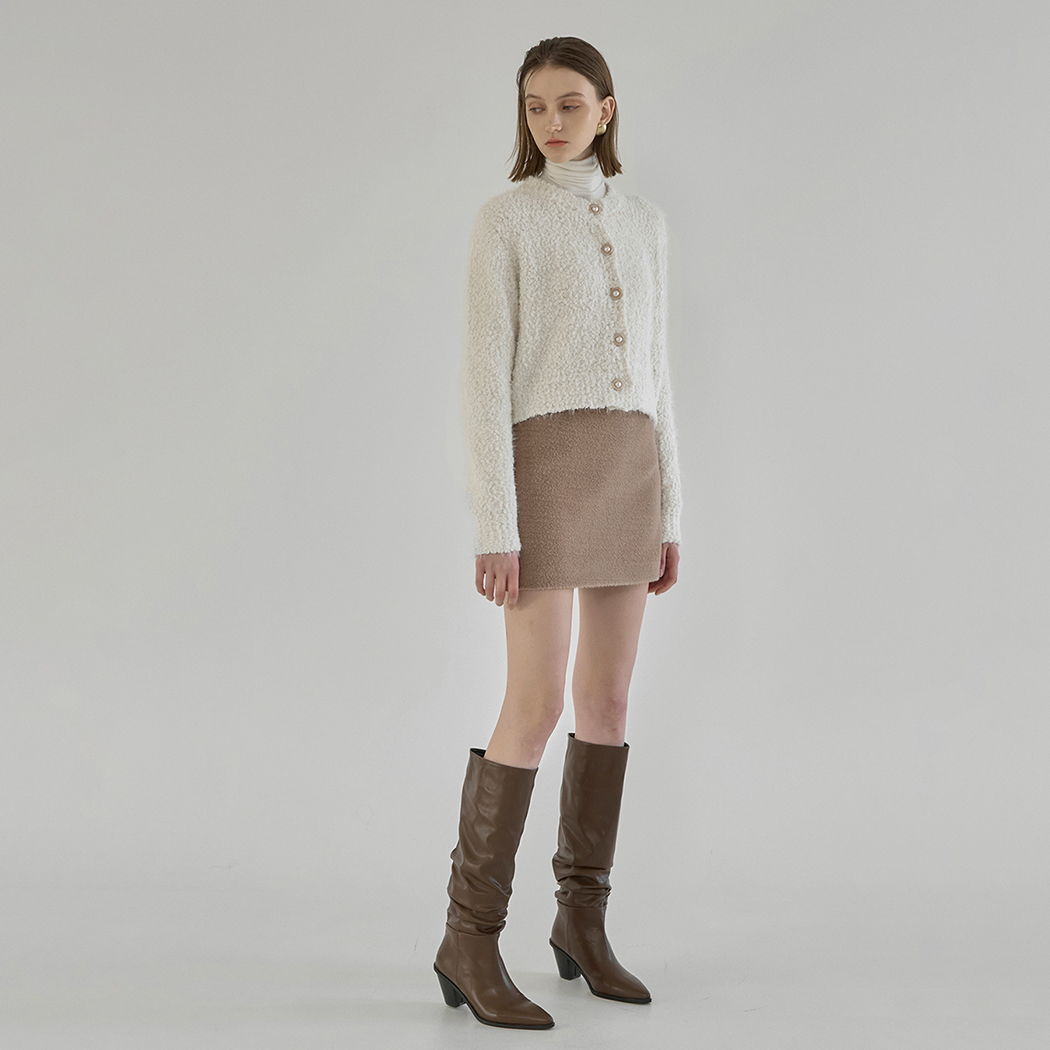 (SK-4717)Dier Hairy Set-up Mini Skirt