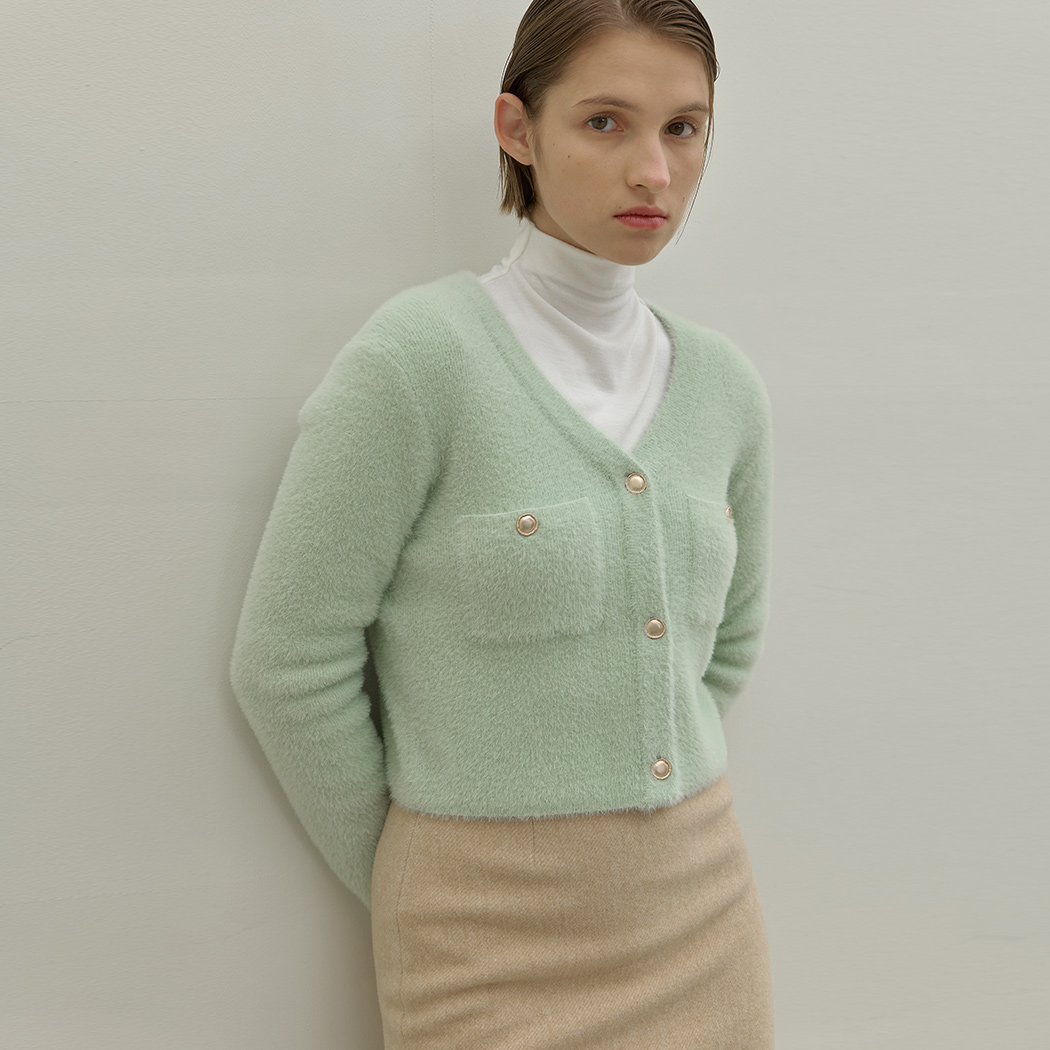 (Z-JK-2795)RENE ANGORA GOLD BUTTON KNIT JACKET