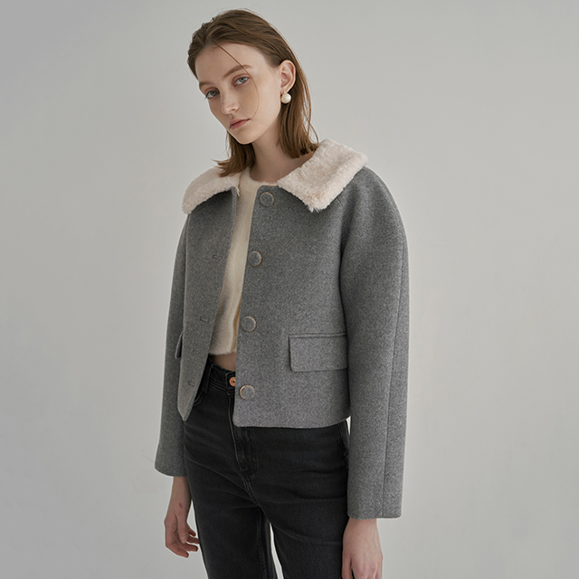 (JK-2770) Wool Brush Parka Jacket S