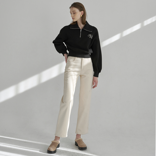 (PT-5359) Straight Cotton Raised Denim Pants
