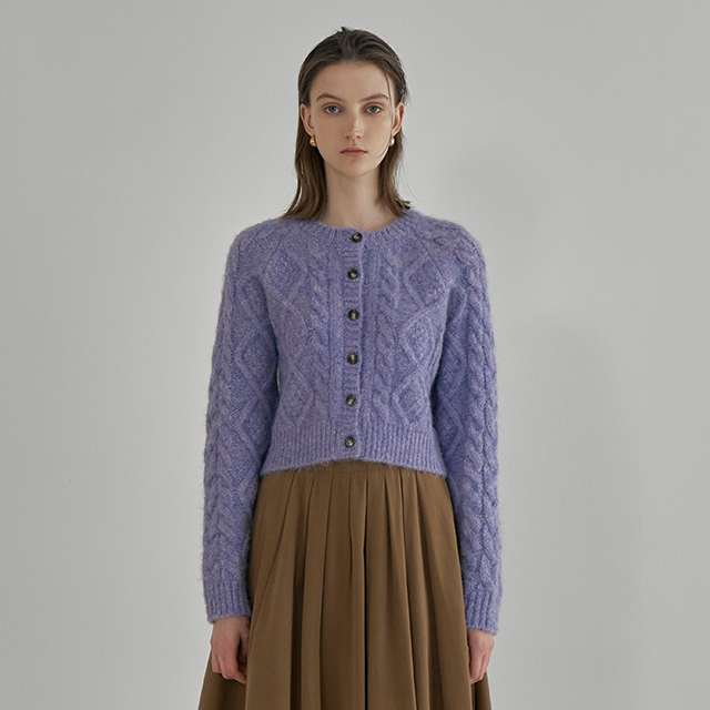 (CD-1995)Wool Vintage Hairy Cable Knit Cardigan