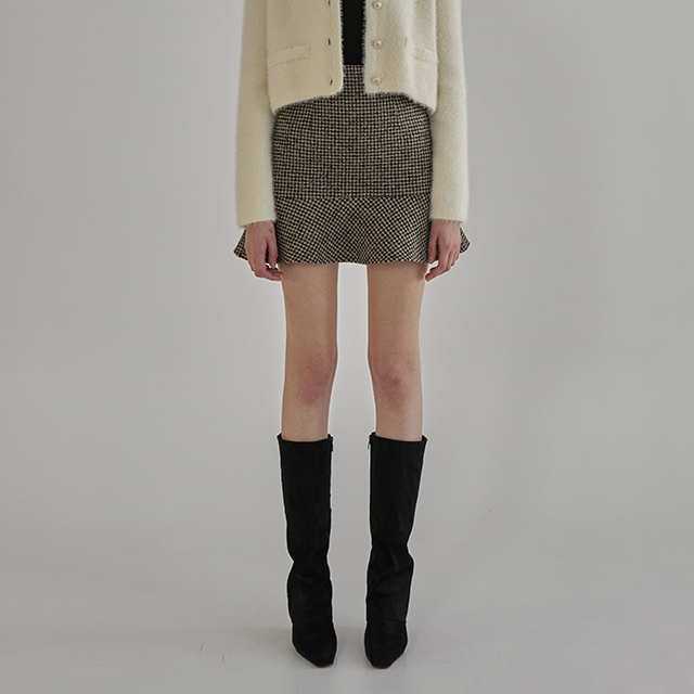 (SK-4746) Houndstooth Tweed Mini Skirt