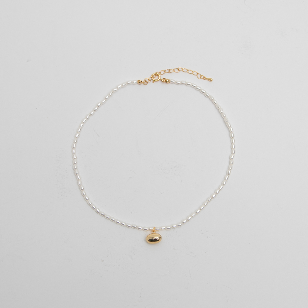 (N-831) Gold Pendant Pearl Necklace