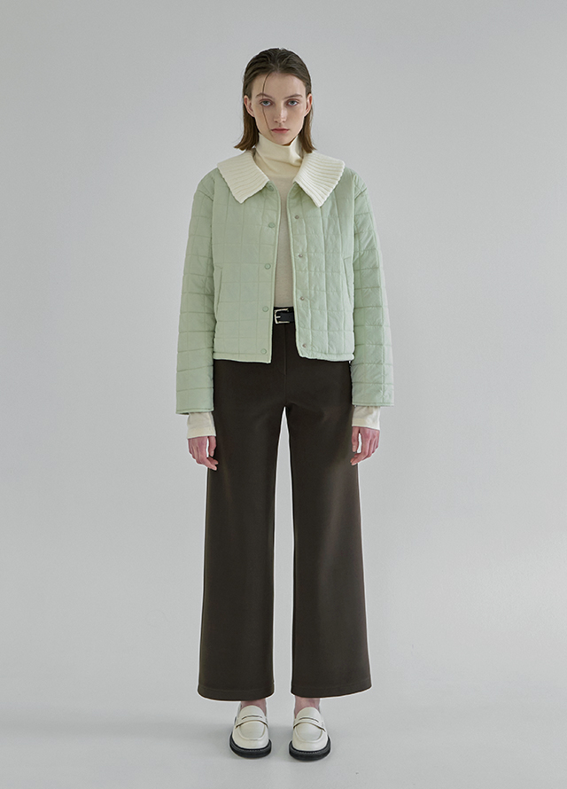 (JK-2783) Light Quilting Knit Collar Short Padding Jacket S Korea