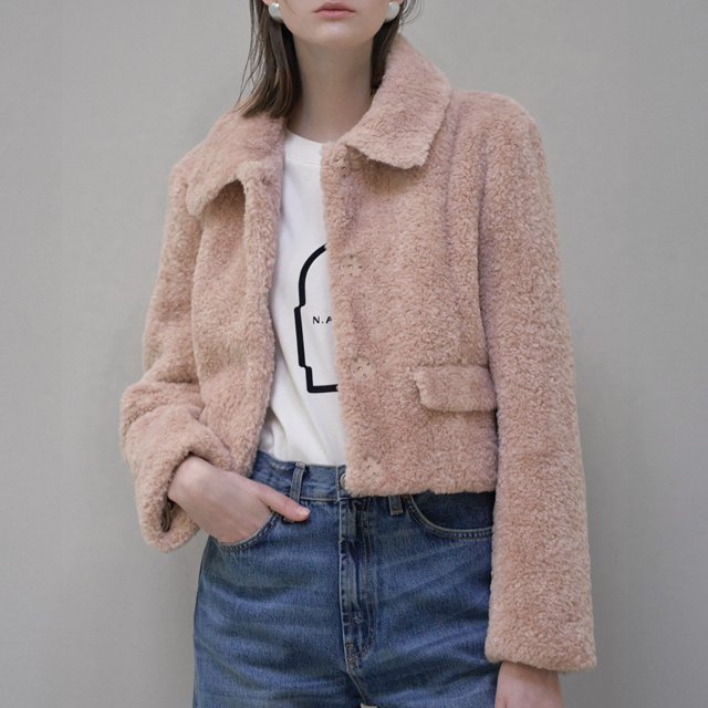 (JK-2786) Adele Fake Fur Crop Jacket