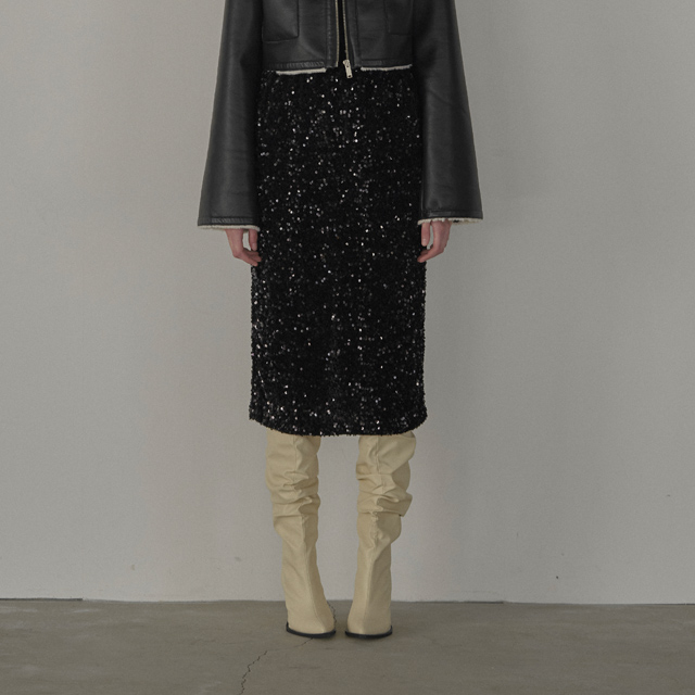 (N-SK-4795) Unique Spangle Banding Skirt