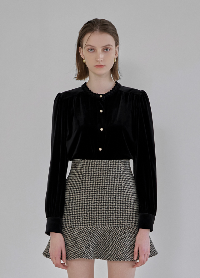 (SK-4746) Houndstooth Tweed Mini Skirt Korea