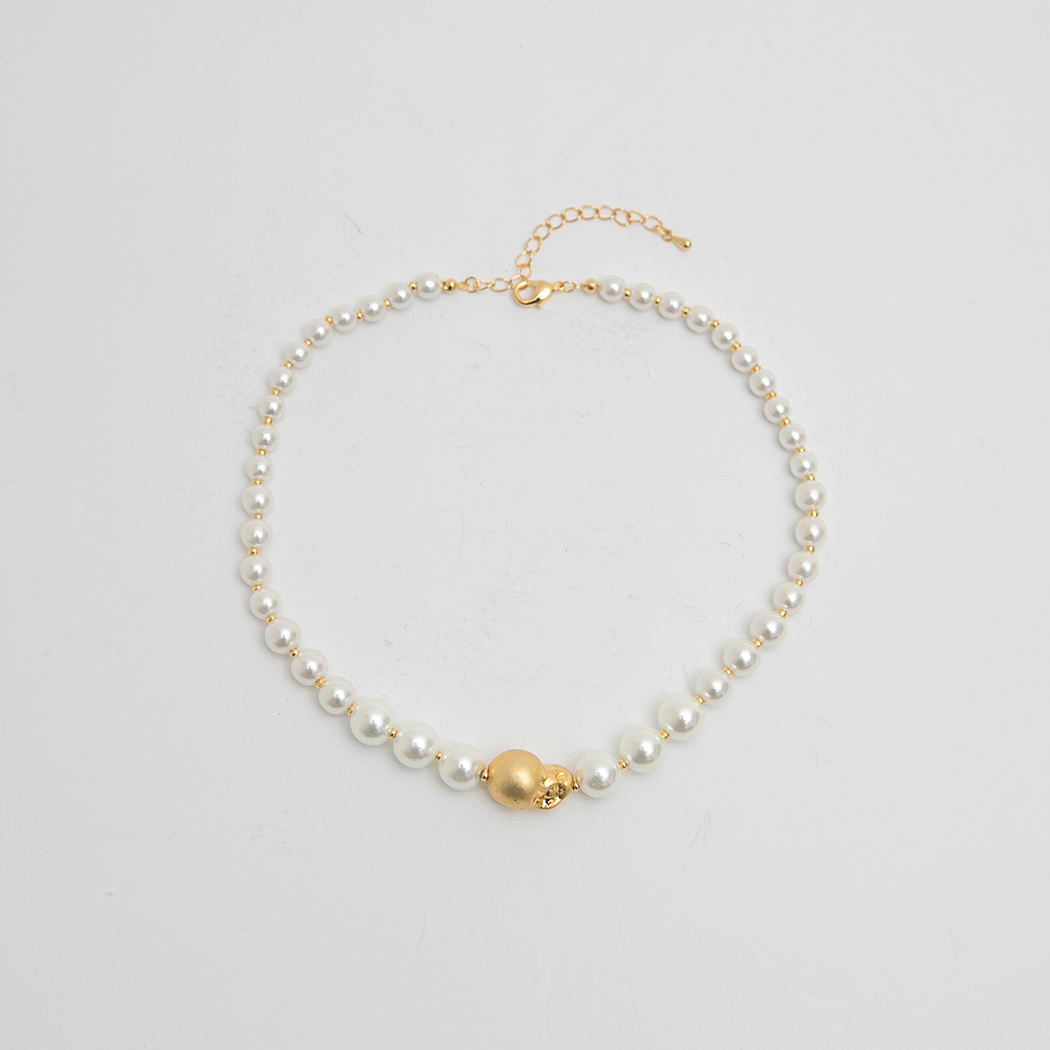 (N-830) Point Pearl Volume Necklace