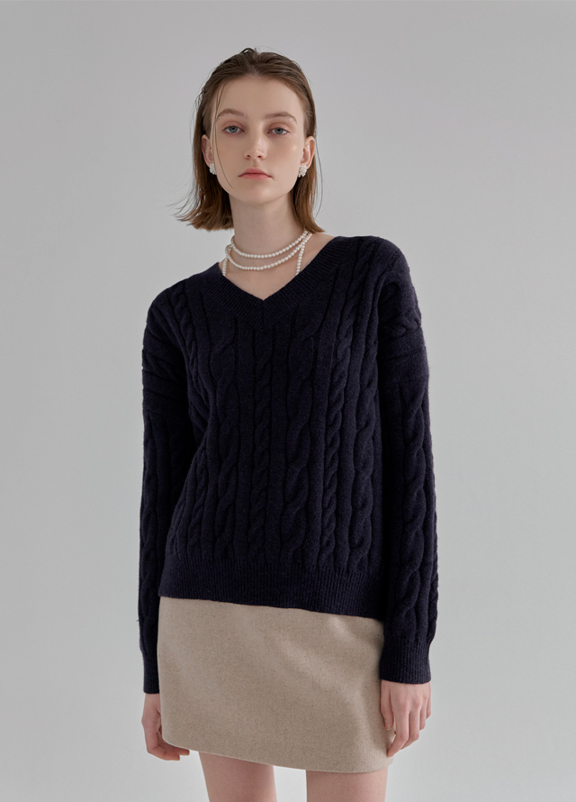 (SK-4710)Wool Bear Set-up Lip Pocket Mini Skirt Korea